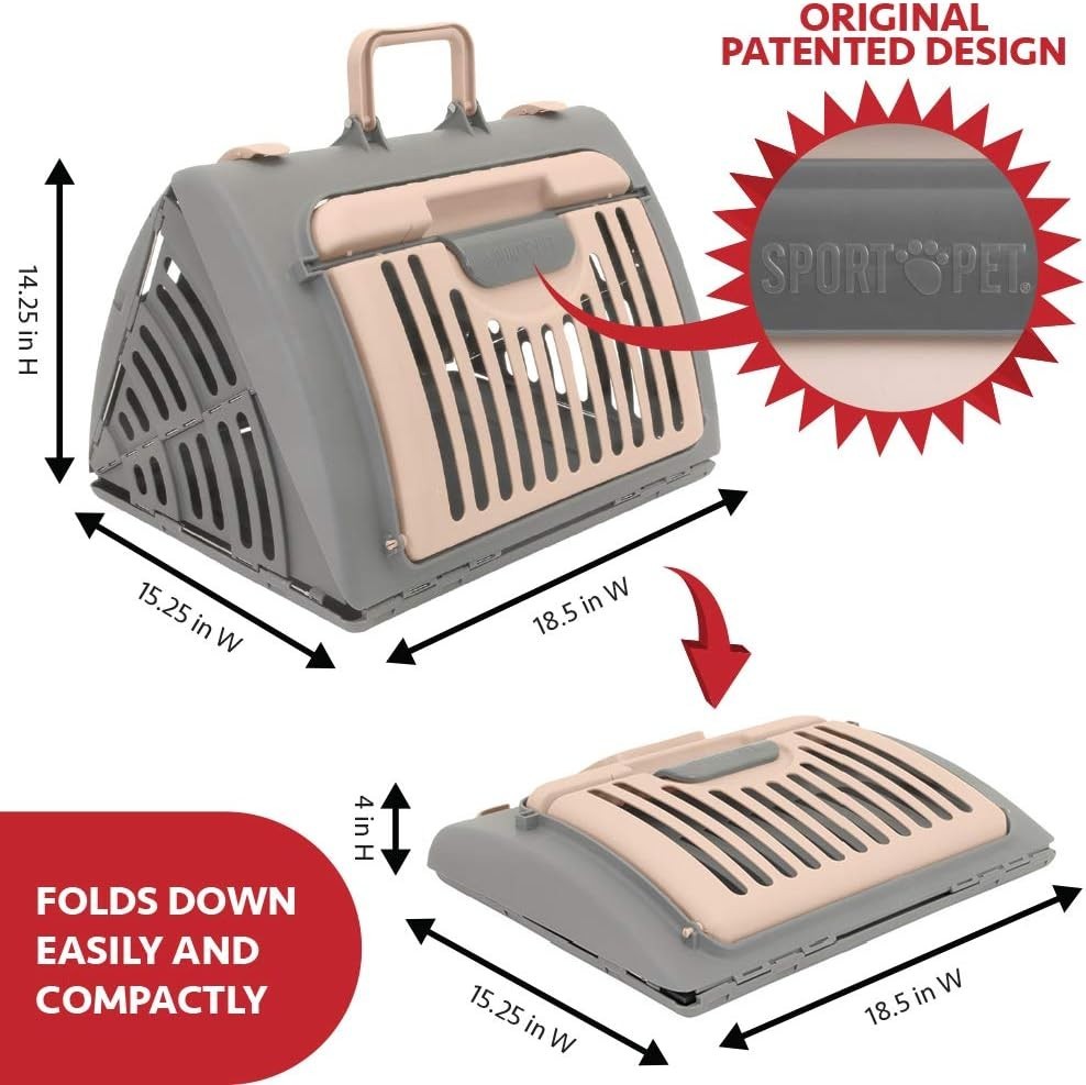 Large Foldable Travel Cat Carrier with Locking Zipper – Easy Clean, Sturdy