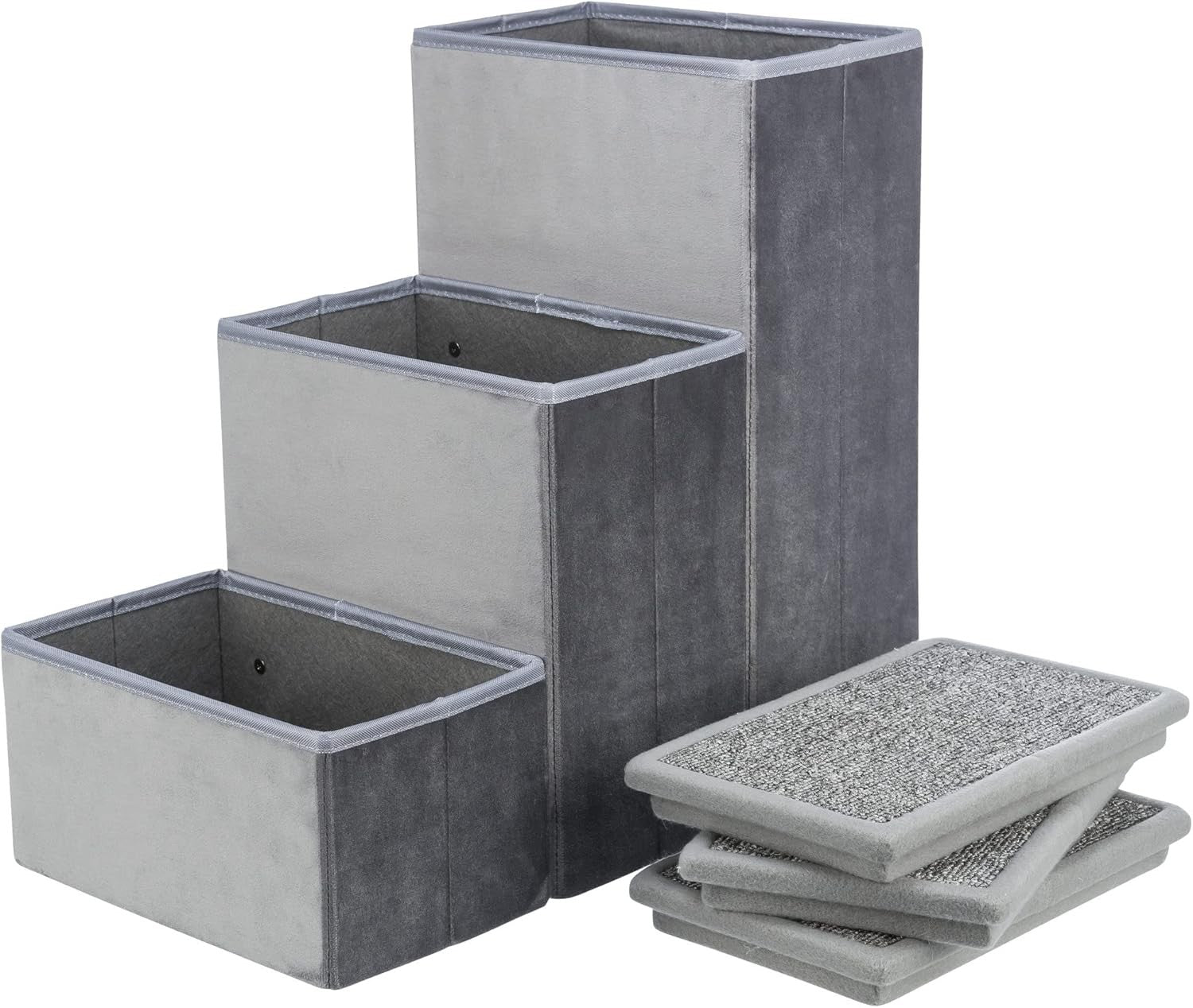 TRIXIE 3-Step Foldable Pet Stairs with Storage Compartments Gray