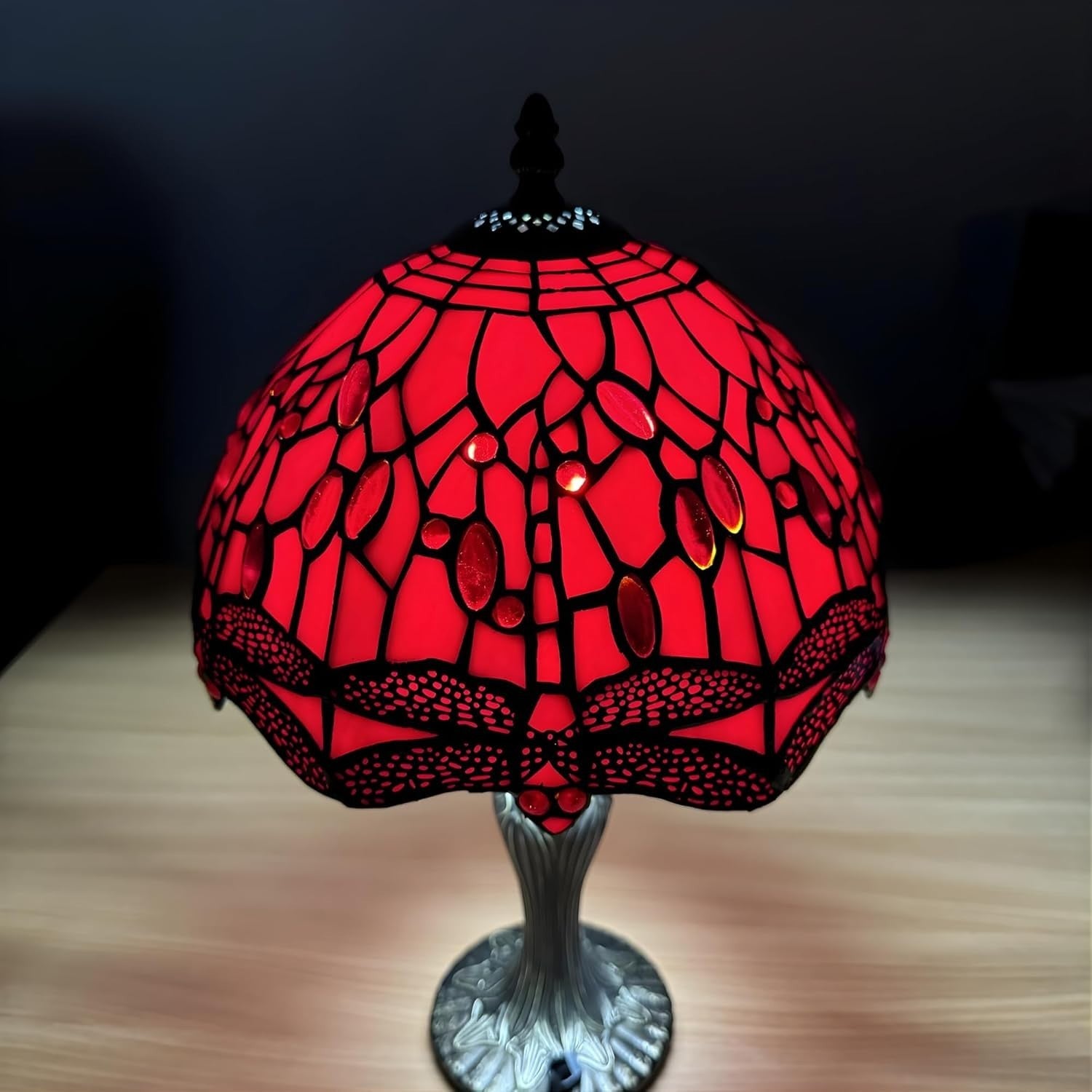 Stained Glass Table Lamp Antique Style 42cm Handcrafted Shade E27