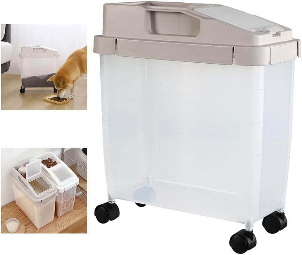 10KG Rice Storage Bin on Wheels Sealed Dry Food Container with Cup