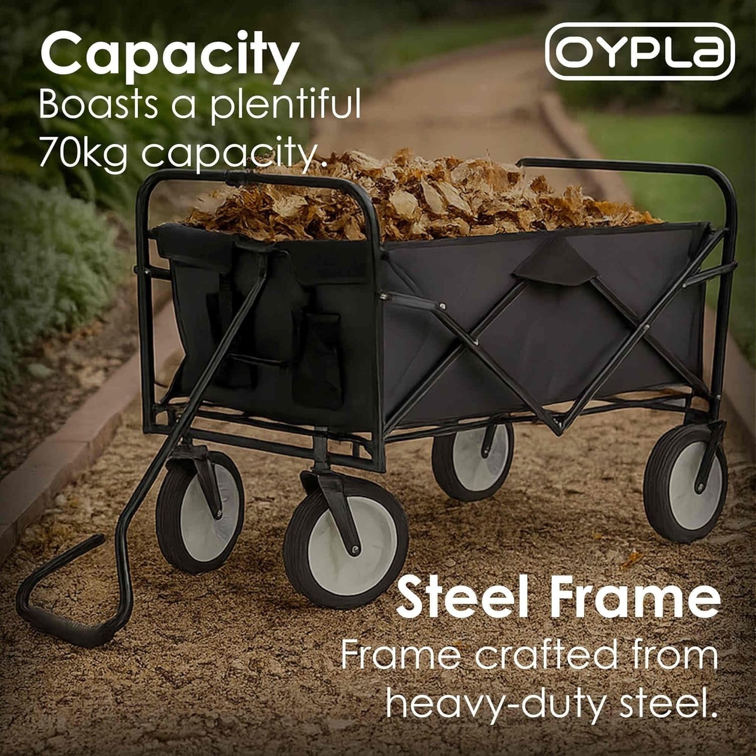 Heavy Duty Foldable Garden Festival Trolley Wagon Cart 70kg Capacity