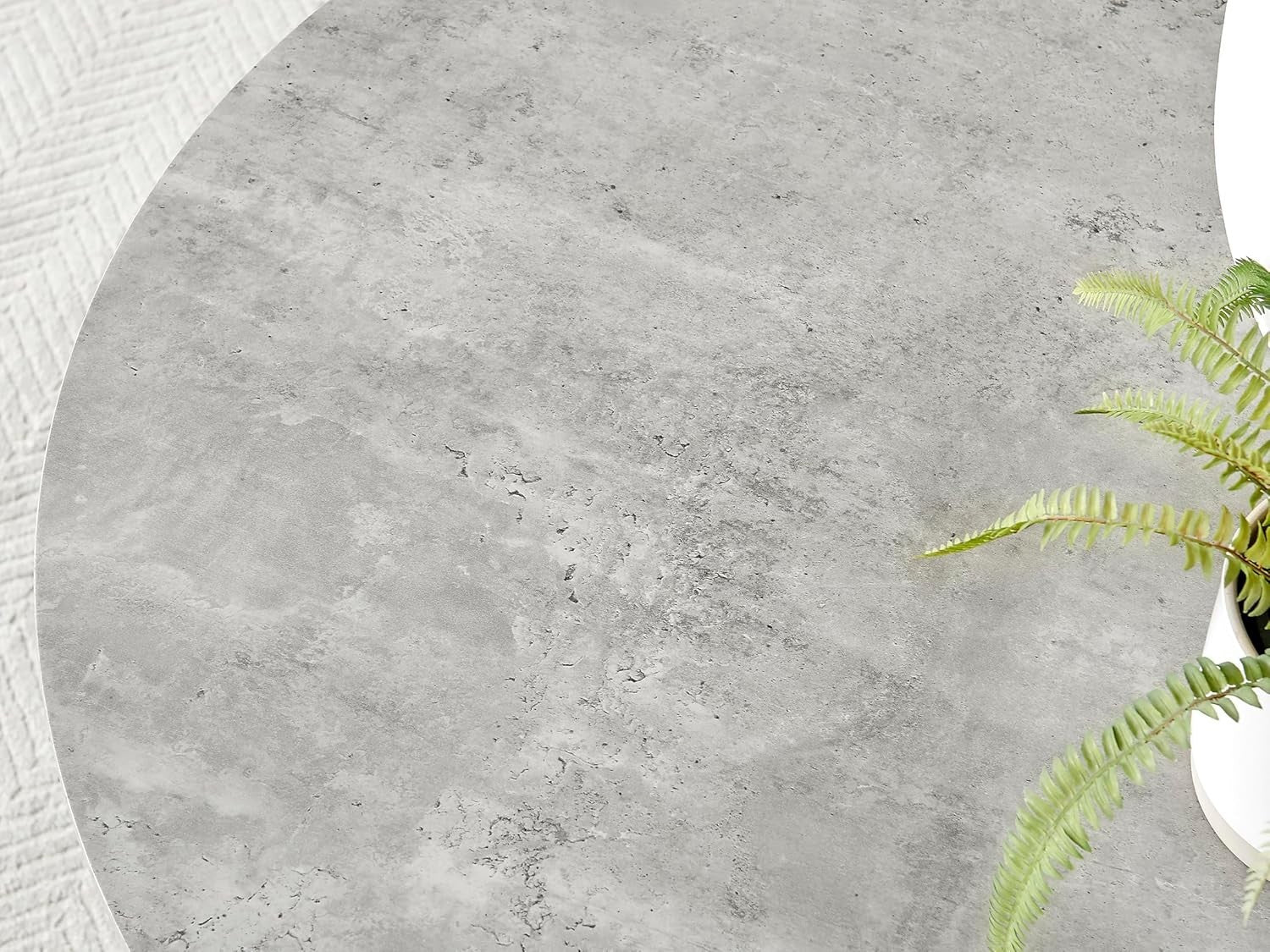 Round Concrete Dining Table 100cm Black Legs Modern Compact 2–4 Seater