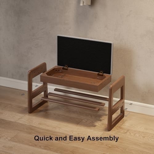 Small 2-Tier Shoe Bench with Flip-Top Storage Cushion Seat – Entryway