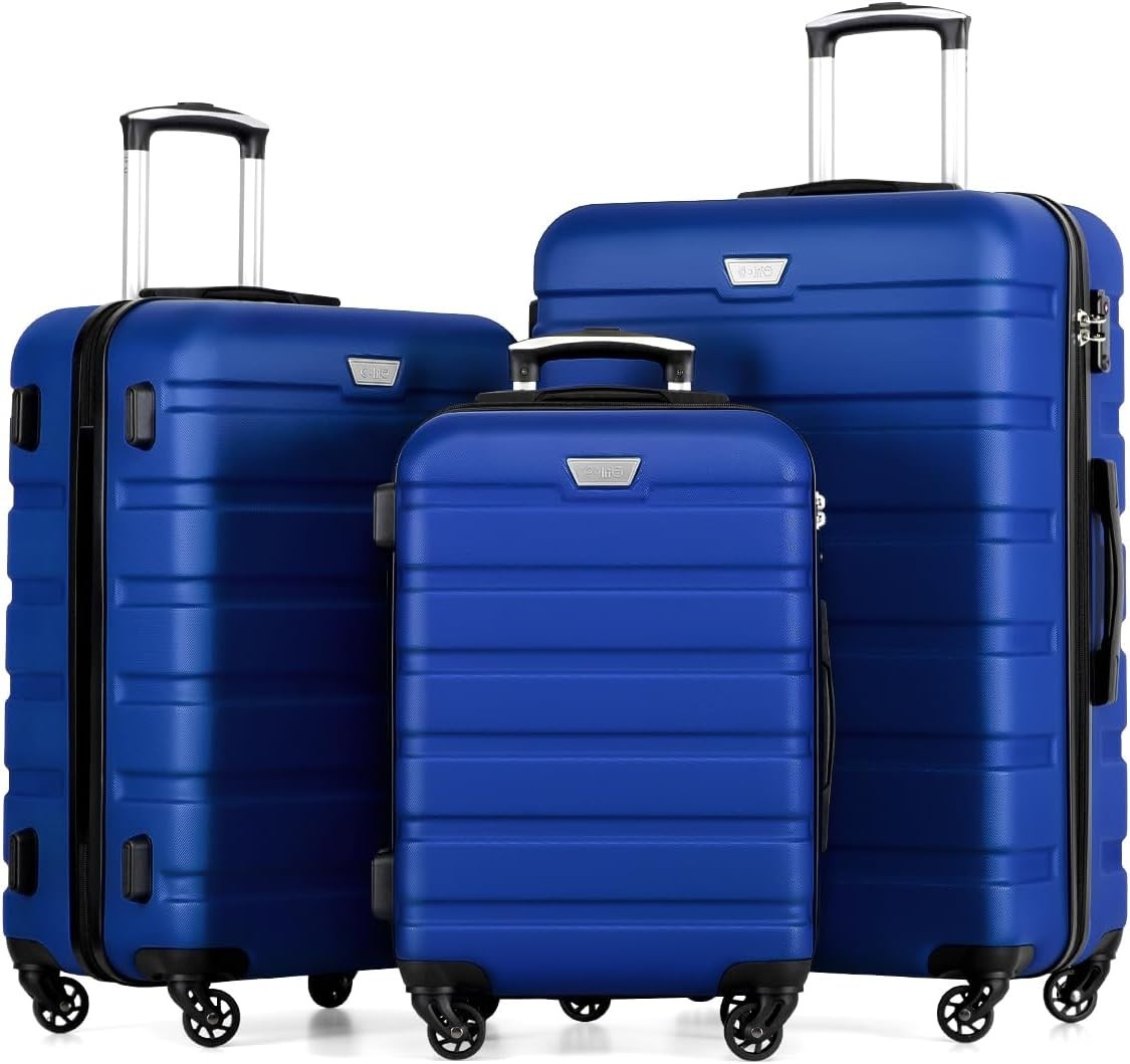 3pc Luggage Set Hard Shell Suitcases 20in 24in 28in TSA Lock Spinner