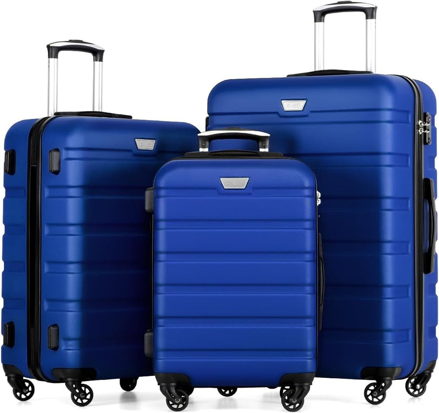 3pc Luggage Set Hard Shell Suitcases 20in 24in 28in TSA Lock Spinner