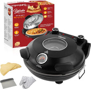 31cm Electric Pizza Oven 1200W Dual Temp Stone Base Fast Heat Black