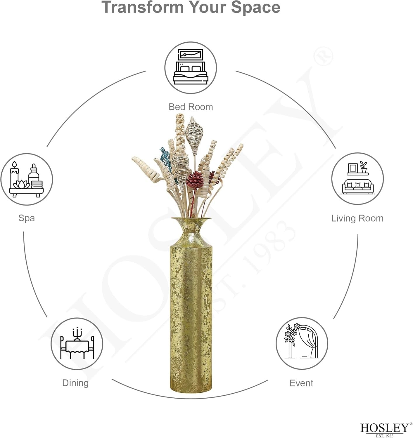 Gold Metal Tall Floor Vase 21.75in Decorative Wedding Home Decor