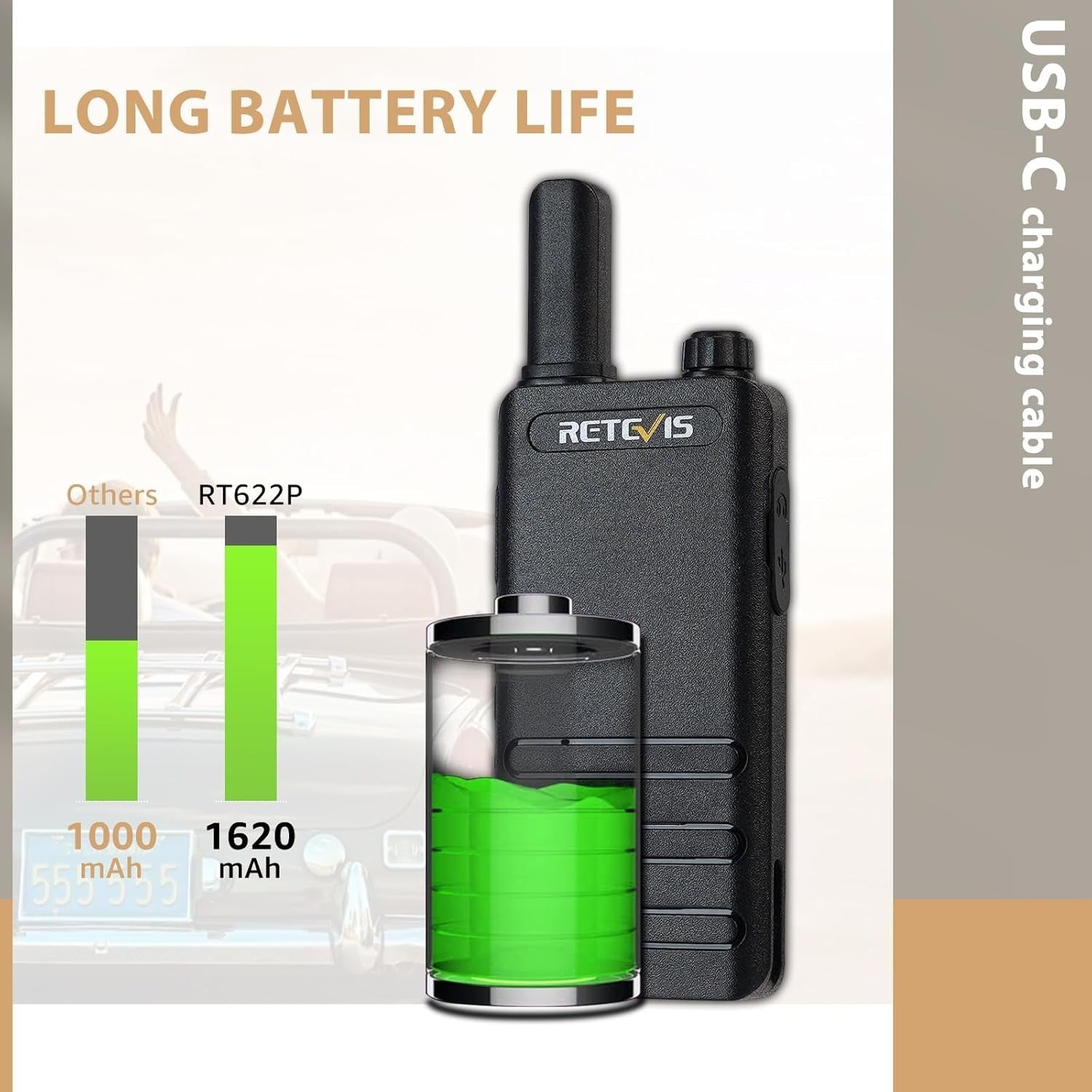 PMR446 Walkie Talkie 2 Pack USB-C Rechargeable VOX Headset 3km Range
