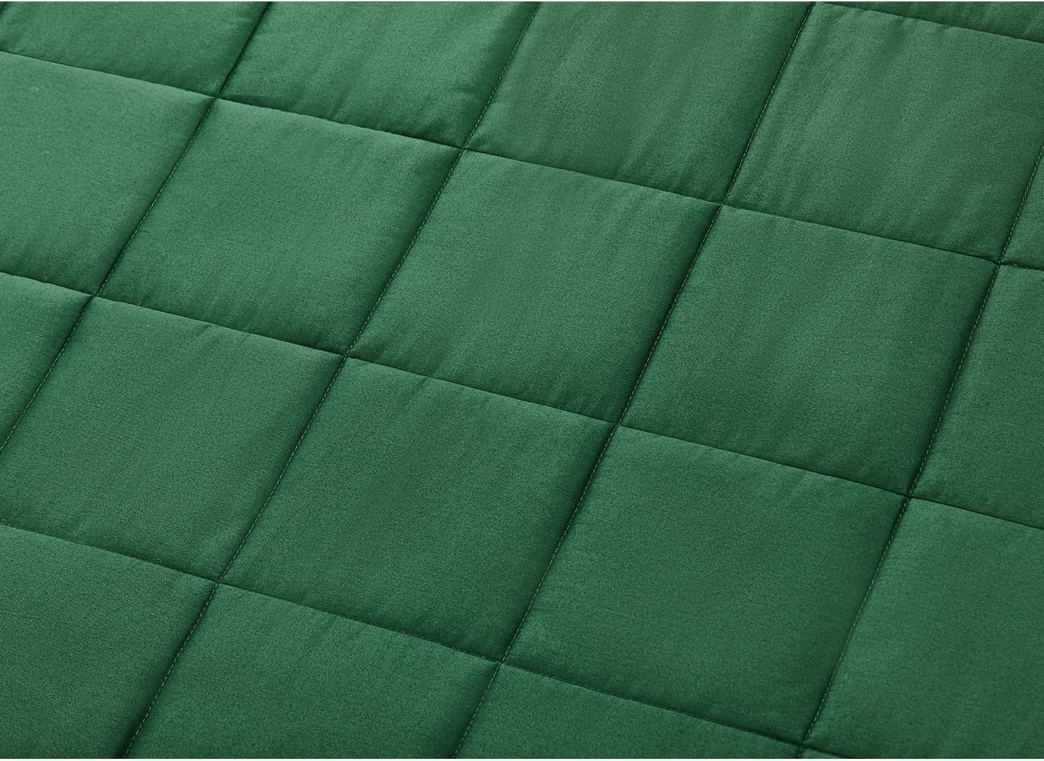 Weighted Blanket 60x80", 15lbs Cotton, Glass Beads, Breathable, Dark Green