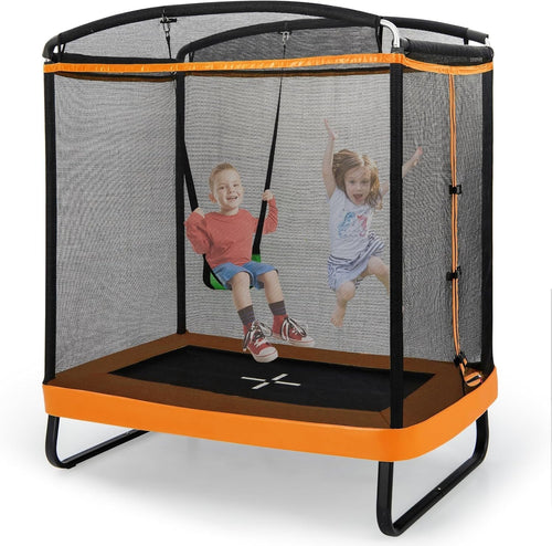 6FT Outdoor Kids Trampoline with Swing Rectangular Jump Play Set