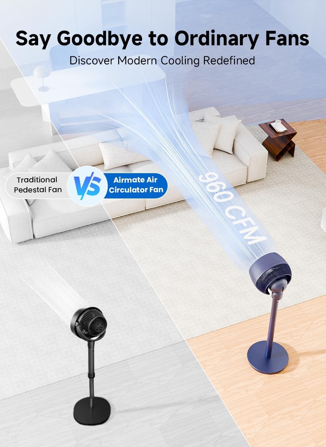 Pedestal Standing Fan 12-Speed Quiet Air Circulation Fan w/ Remote – 40in Adjust