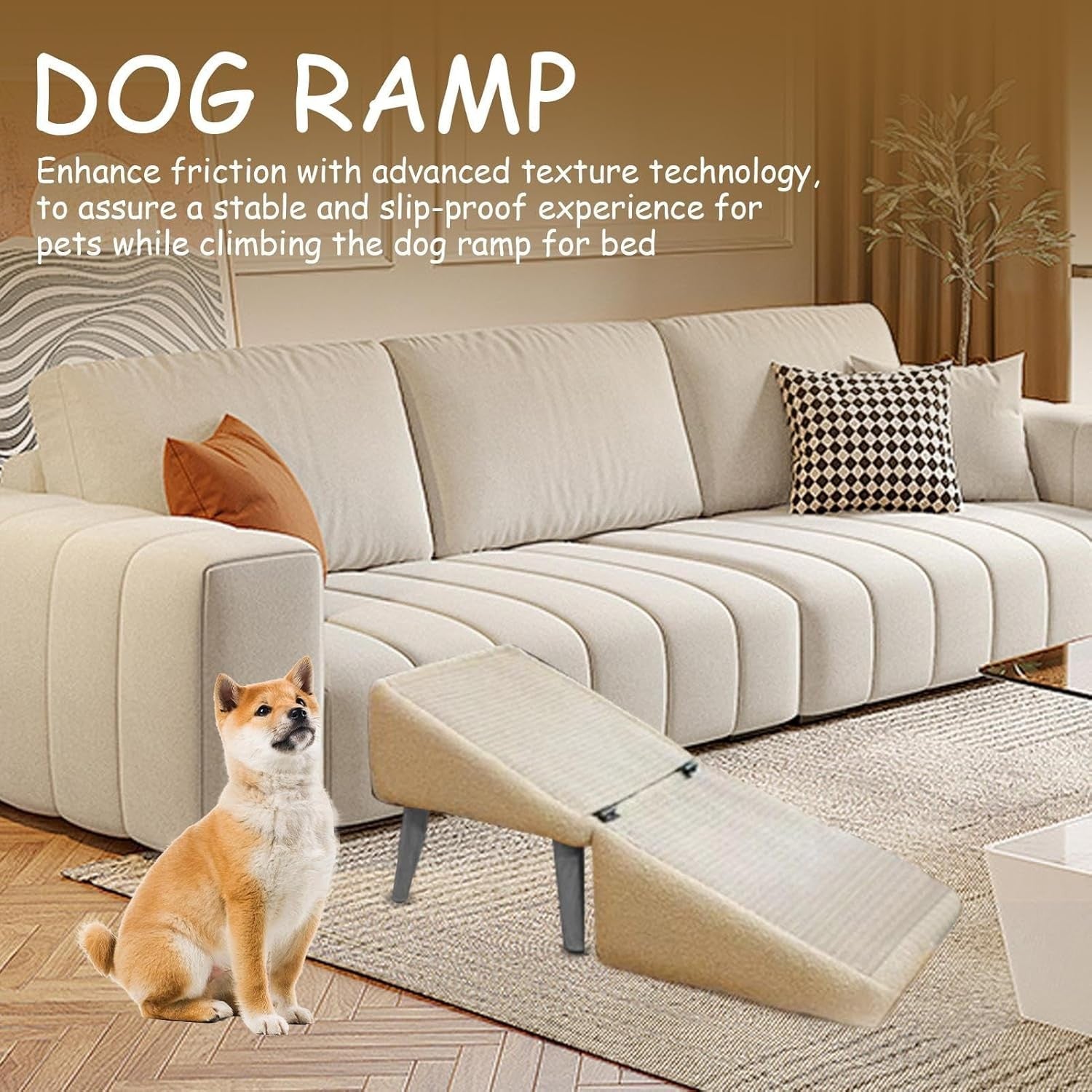 Split Ottoman Dog Ramp Foldable Cat Ladder Non-Slip Pet Steps