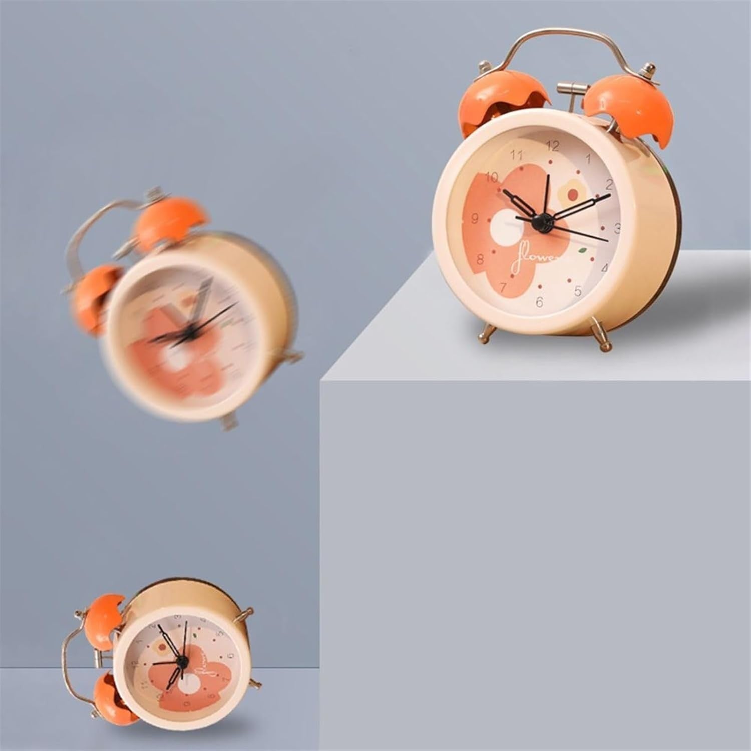 Mini Twin Bell Alarm Clock Loud Heavy Sleepers Silent Retro Bedside