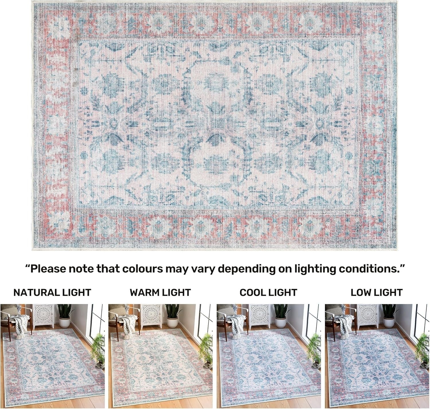 Washable Runner Rug 80x150cm Non-Slip Soft Hallway Bedroom Kitchen Mat