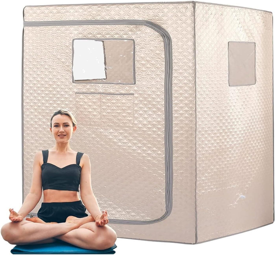 2-Person Portable Steam Sauna Tent XL Home Spa Wellness Cabin Chairs Heat-Lock
