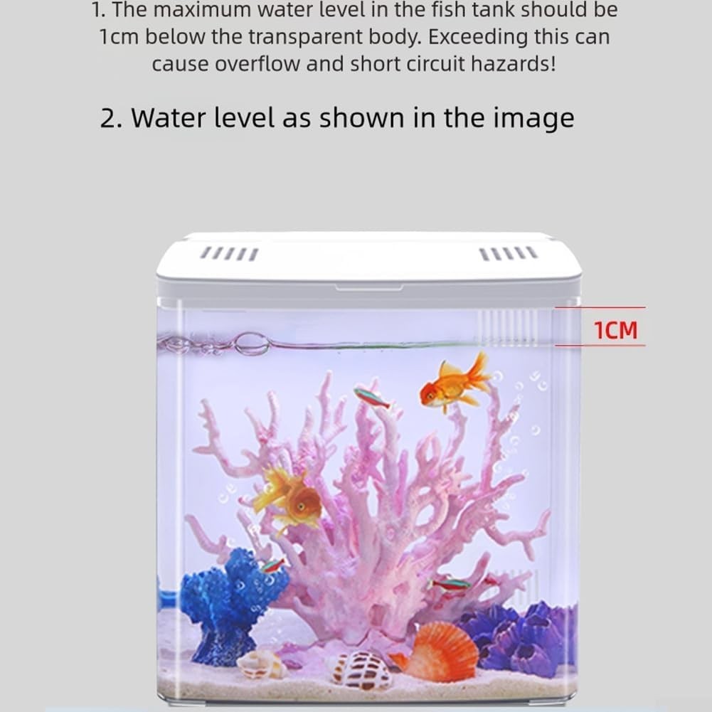 Acrylic Desktop Fish Tank LED Lighting Three-Layer Filter for Small Fish