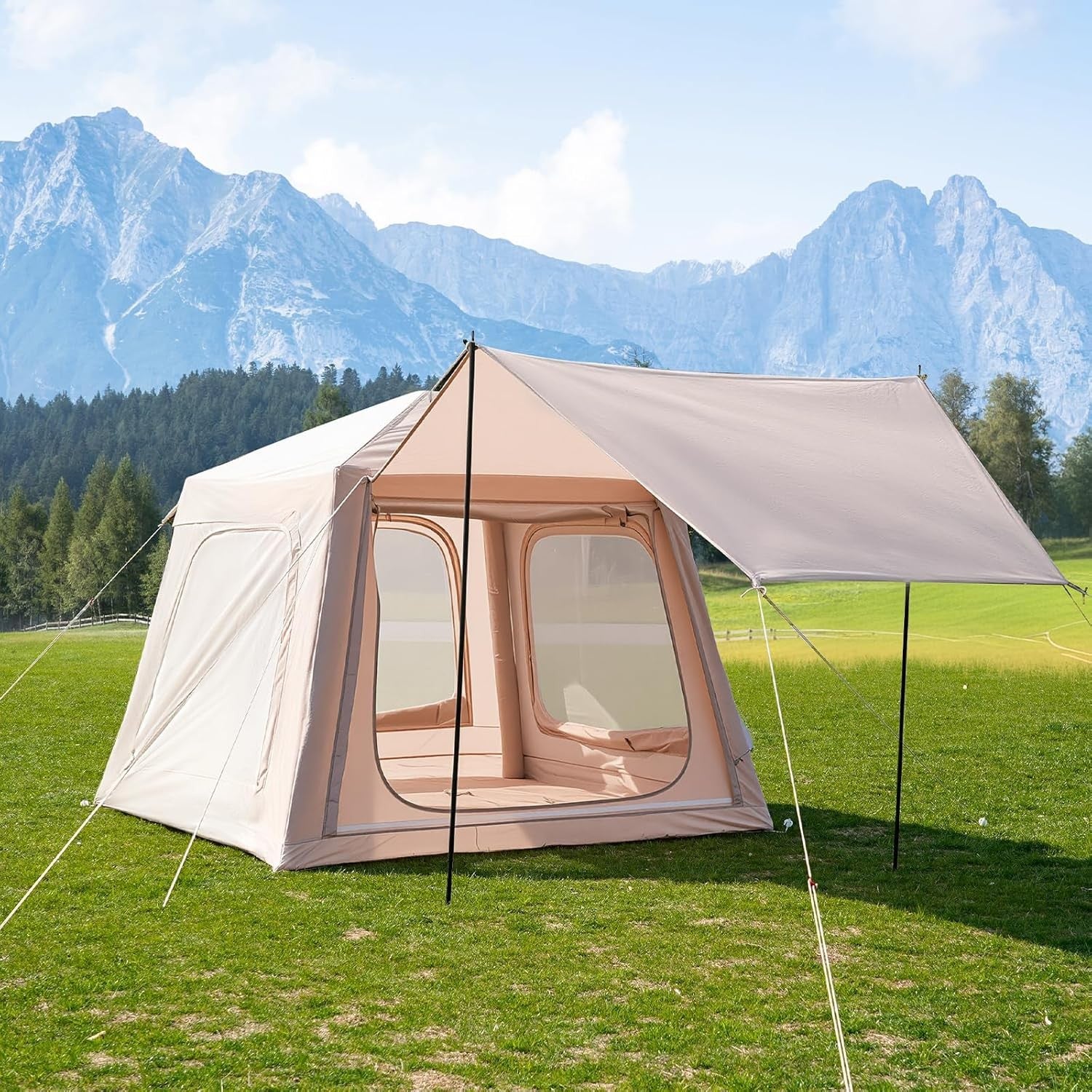 2 Person Inflatable Camping Tent Waterproof Oxford Air Beam Awning