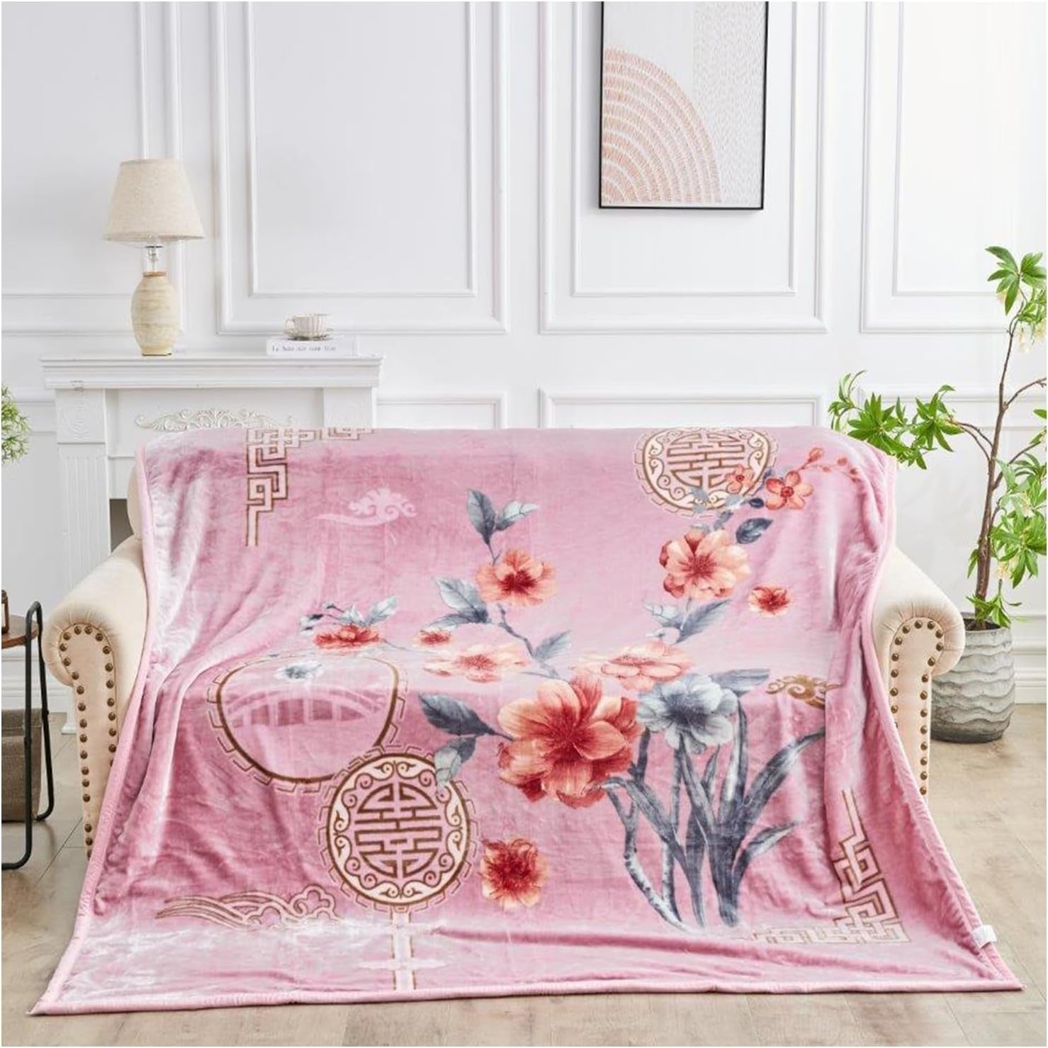 Heritage Flowers 5kg Heavy Fleece Blanket 200x240cm King Bed