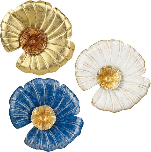 Set of 3 Large Gold Metal Wall Sculptures Boho Home Decor 40cm