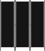Black 3 Panel Room Divider 180cm Folding Privacy Screen – Fabric Partition Wall