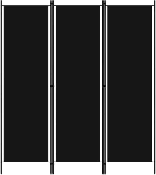 Black 3 Panel Room Divider 180cm Folding Privacy Screen – Fabric Partition Wall