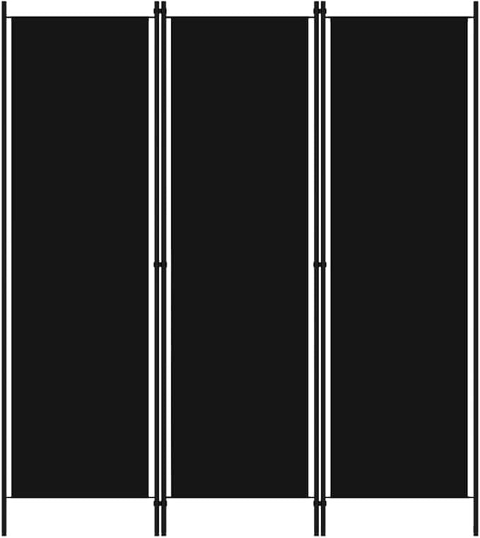 Black 3 Panel Room Divider 180cm Folding Privacy Screen – Fabric Partition Wall