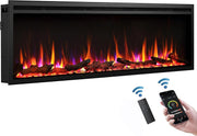 60" Wall Mounted Electric Fireplace Multi Flame Colors 750W-1500W Heat