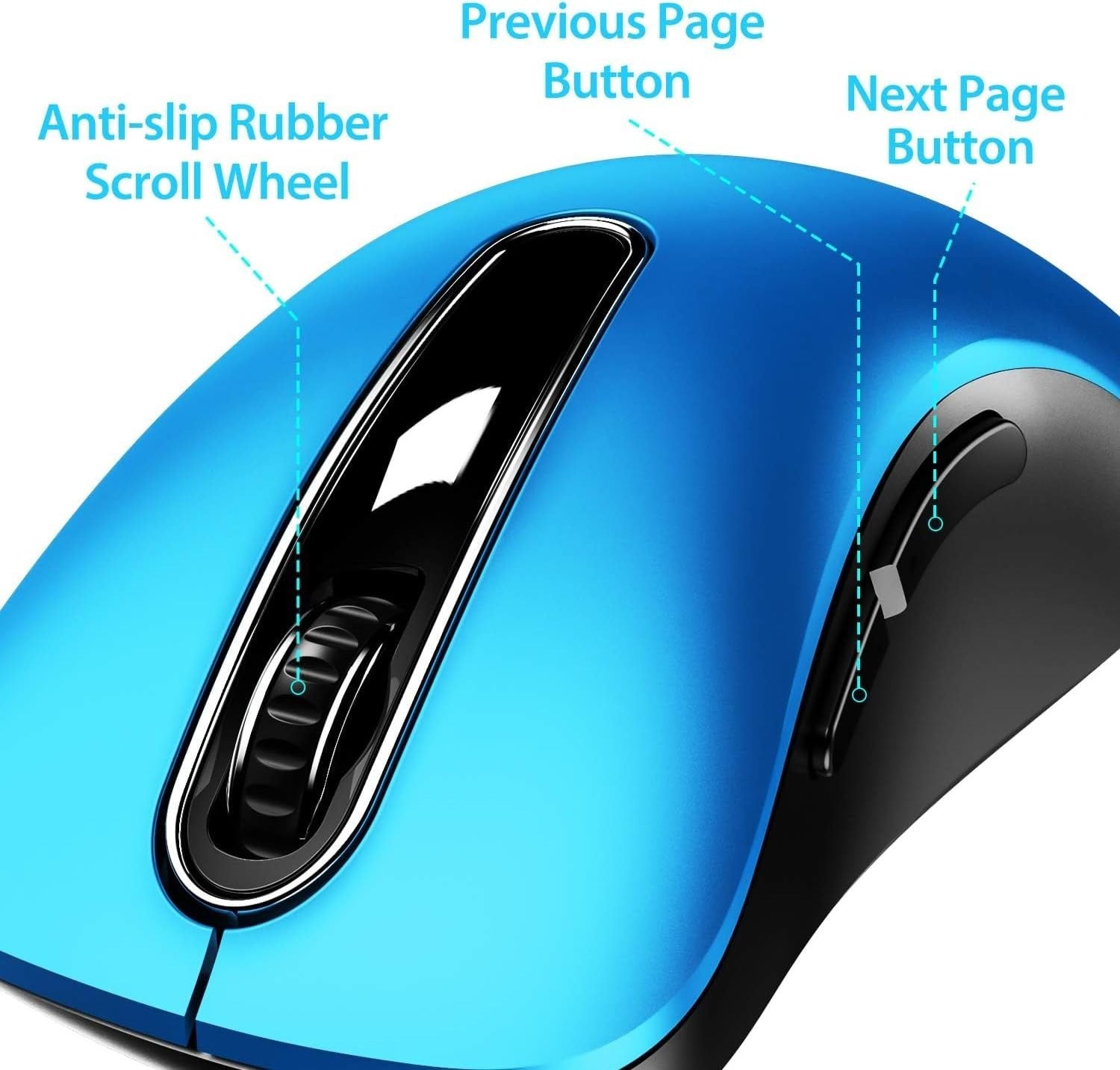 Blue 2.4G Wireless Mouse 1400 DPI Optical USB 5-Button Laptop PC