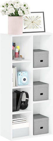 7 Cube Reversible Bookcase Storage Open Shelf Compact Design Organizer White