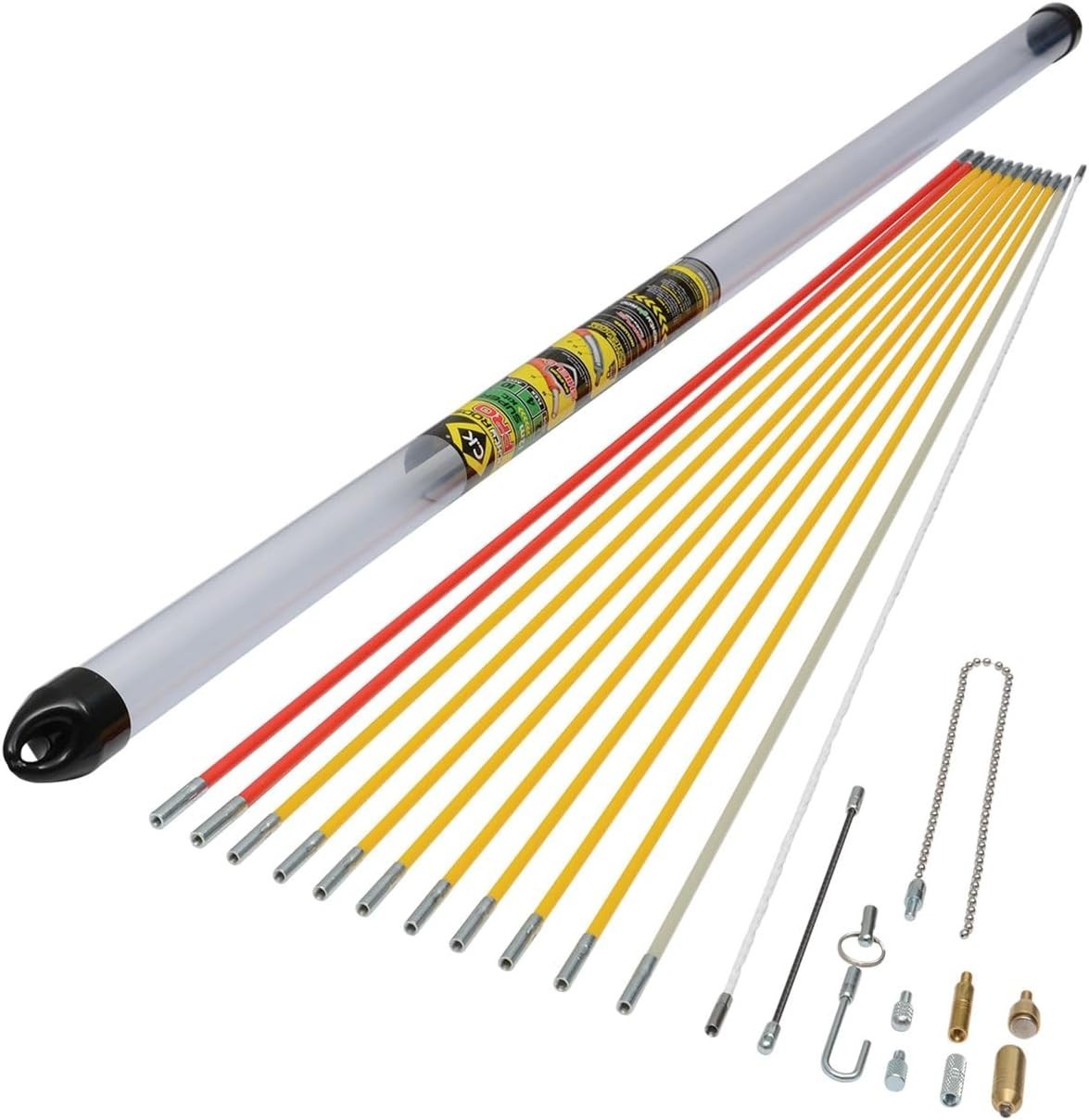 12m Cable Rods Super Kit Splinter Proof Electric Wire Puller Set