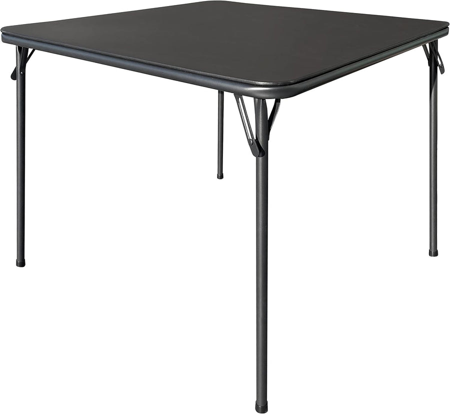 Square Folding Table 80x80cm Portable Vinyl Top Foldable Dining Gaming Black