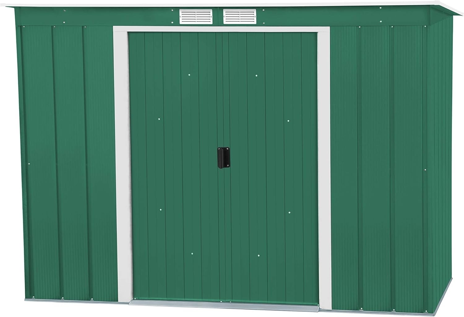 Metal Garden Storage Shed 8x4ft Pent Roof Waterproof Outdoor Tool Shed Green