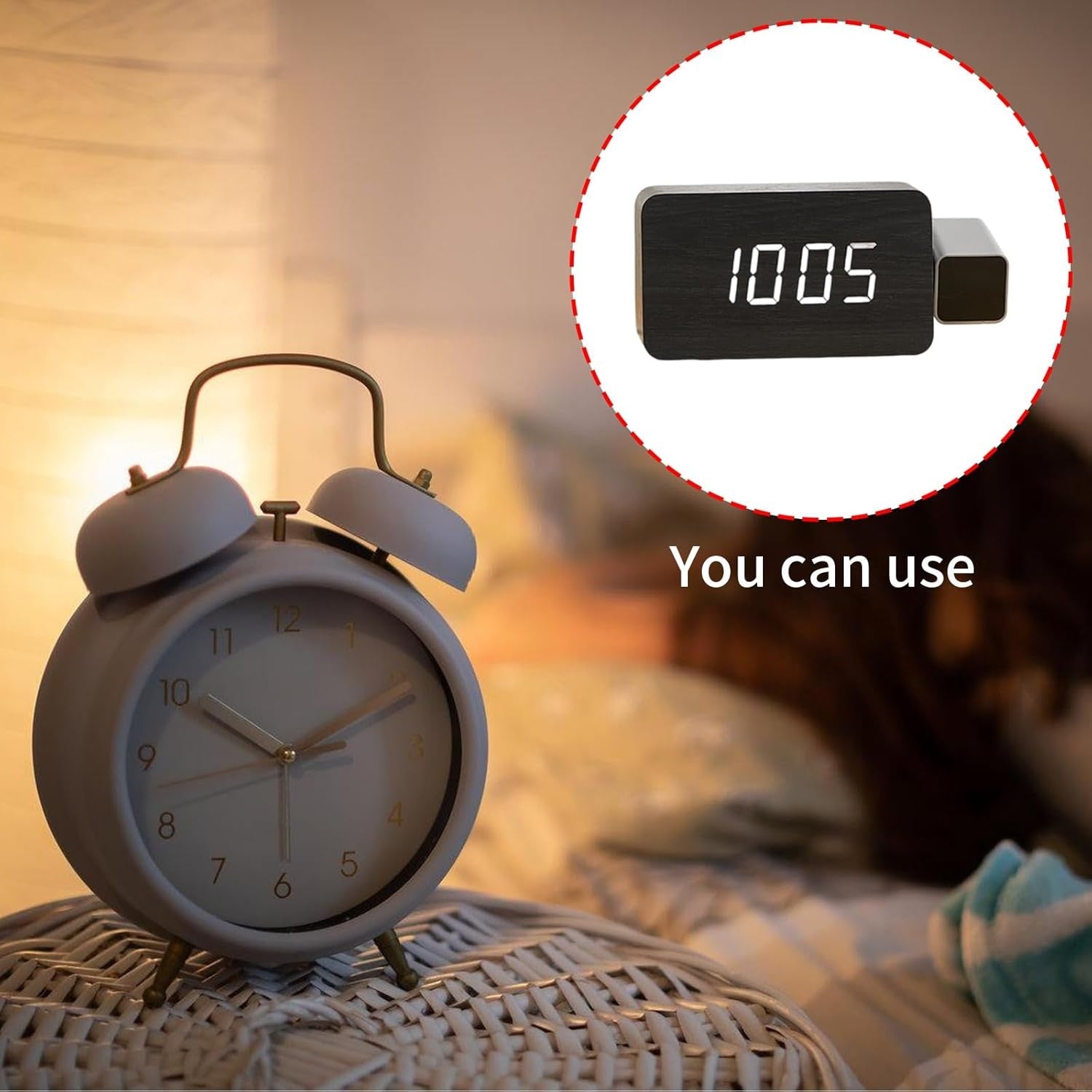Projection Alarm Clock 180° Ceiling Wall LED Display Loud Alarm Bedroom