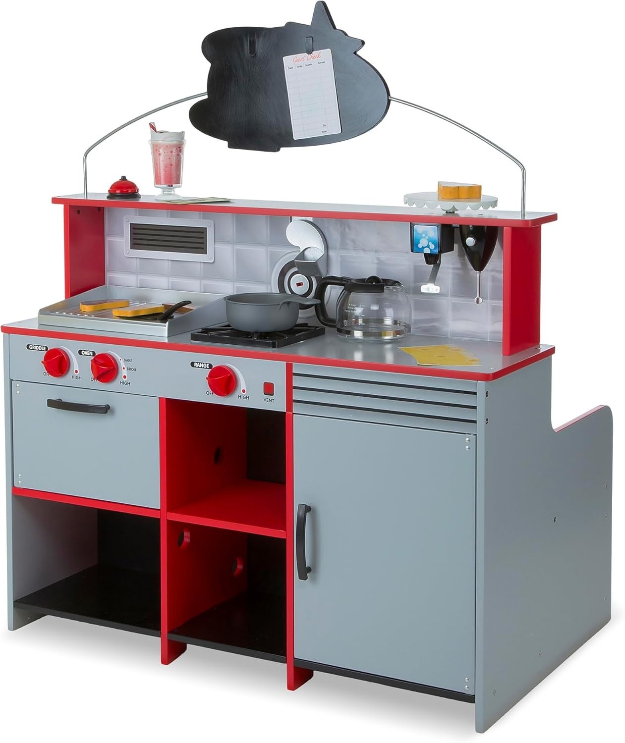 Wooden Kids Diner Restaurant Playset Café Kitchen Role Play Toy