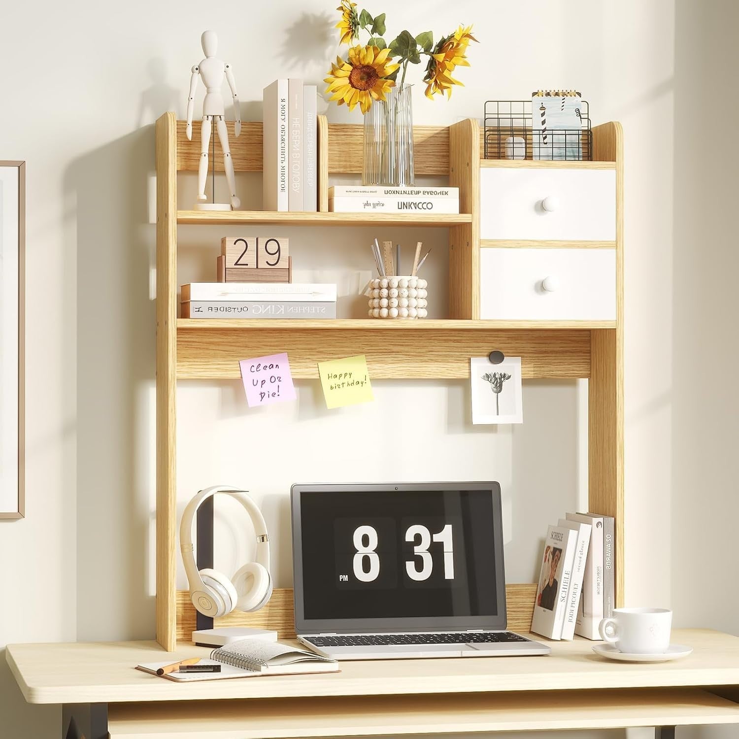 Desktop Bookshelf with 4 Shelves Desk Organizer & Storage Rack