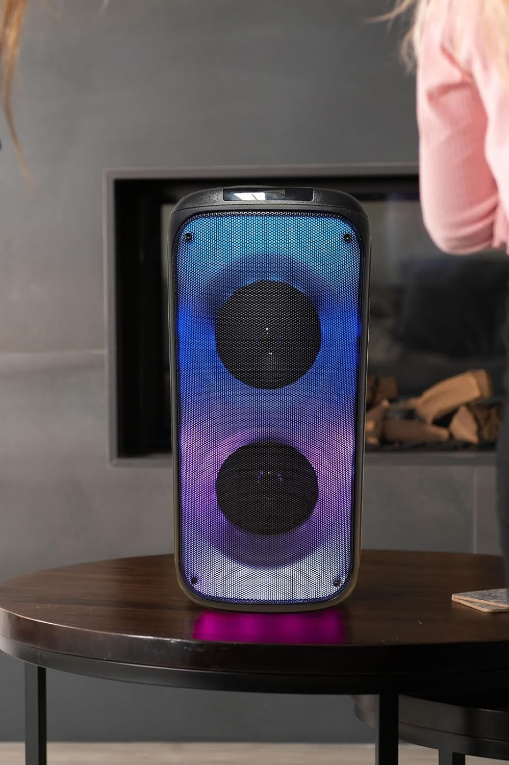 100W Bluetooth Karaoke Machine with 2 Wireless Mics LED