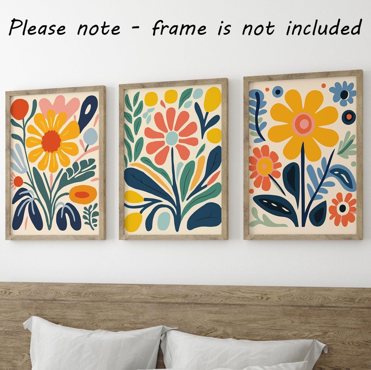 Retro Floral Wall Art Set of 3 A4 Unframed Groovy Posters