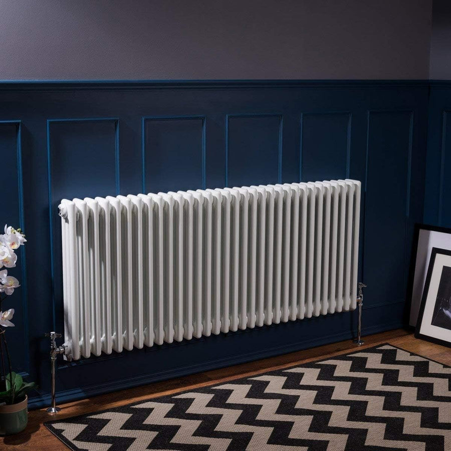 White Triple Column Horizontal Radiator 600x1460mm High Heat Output