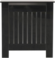 High Gloss Black Radiator Cover Small Modern Slatted Heating Cabinet 78cm