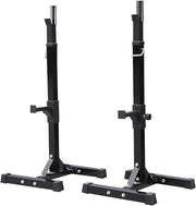 Professional Adjustable Squat Rack – Heavy-Duty Black Frame with Safety Spotters