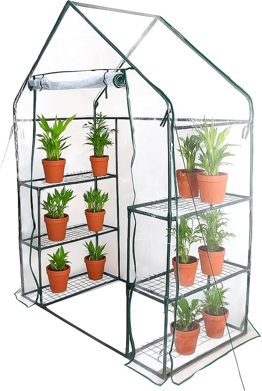 3 Tier Walk-In Greenhouse PVC Cover | Large Garden Growhouse with Metal Frame