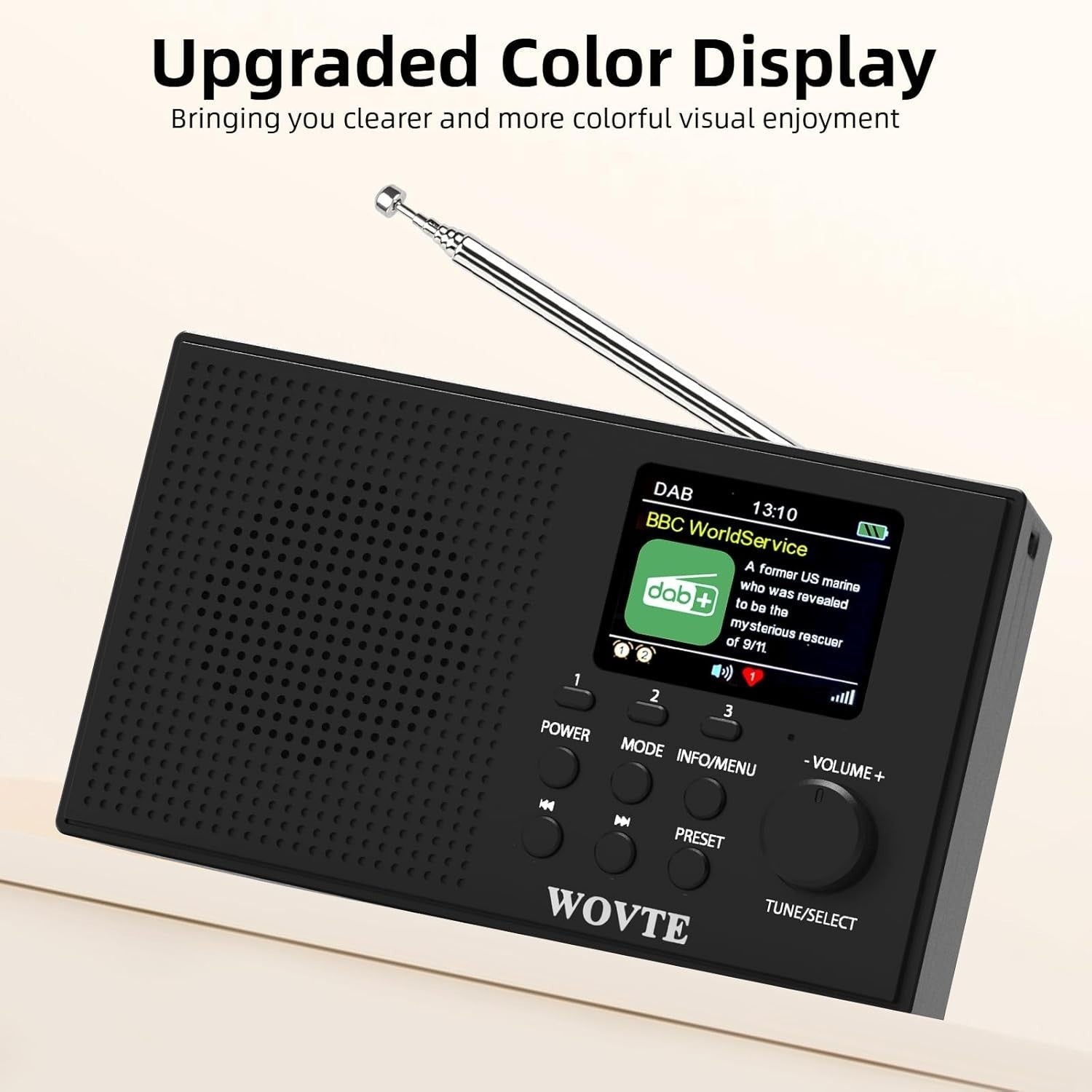 Portable DAB+ FM Radio Bluetooth USB TF Aux | 80 Presets Alarm