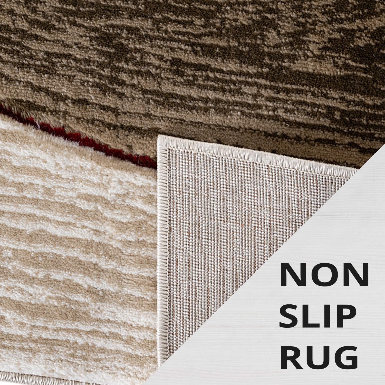 Extra Large Rust Abstract Area Rug 200x290cm Thick Shaggy Living Room Carpet