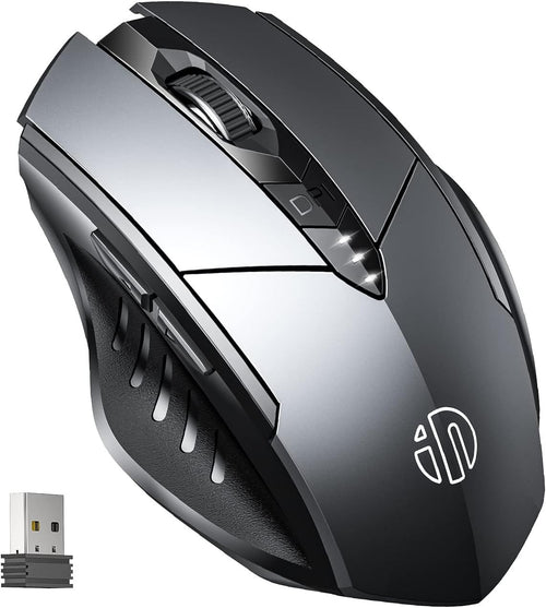 Silent Rechargeable Wireless Mouse Ergonomic 1600DPI USB Laptop PC Grey
