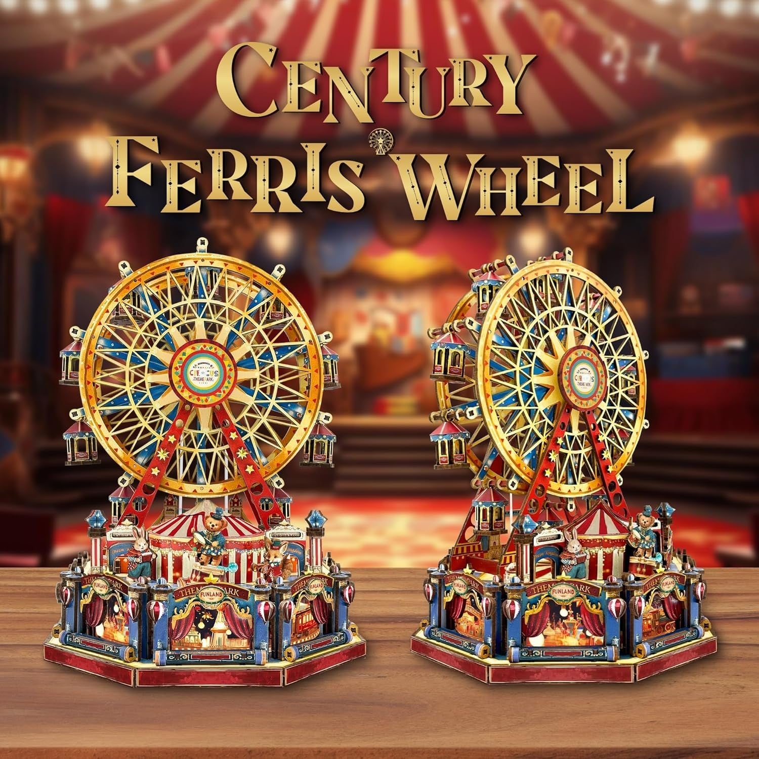 3D Wooden Ferris Wheel Miniature House Kit LED Music DIY 367PCS Adult