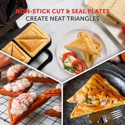 Double-Sided Panini Press & Sandwich Maker Adjustable Temp Large Grill