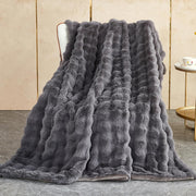 Luxury Thick Plush Fleece Throw Blanket Soft Warm Sofa Bed Dark Grey 100x160cm