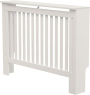 Medium Radiator Cover White Slat MDF Modern Heater Cabinet Shelf Space Saving