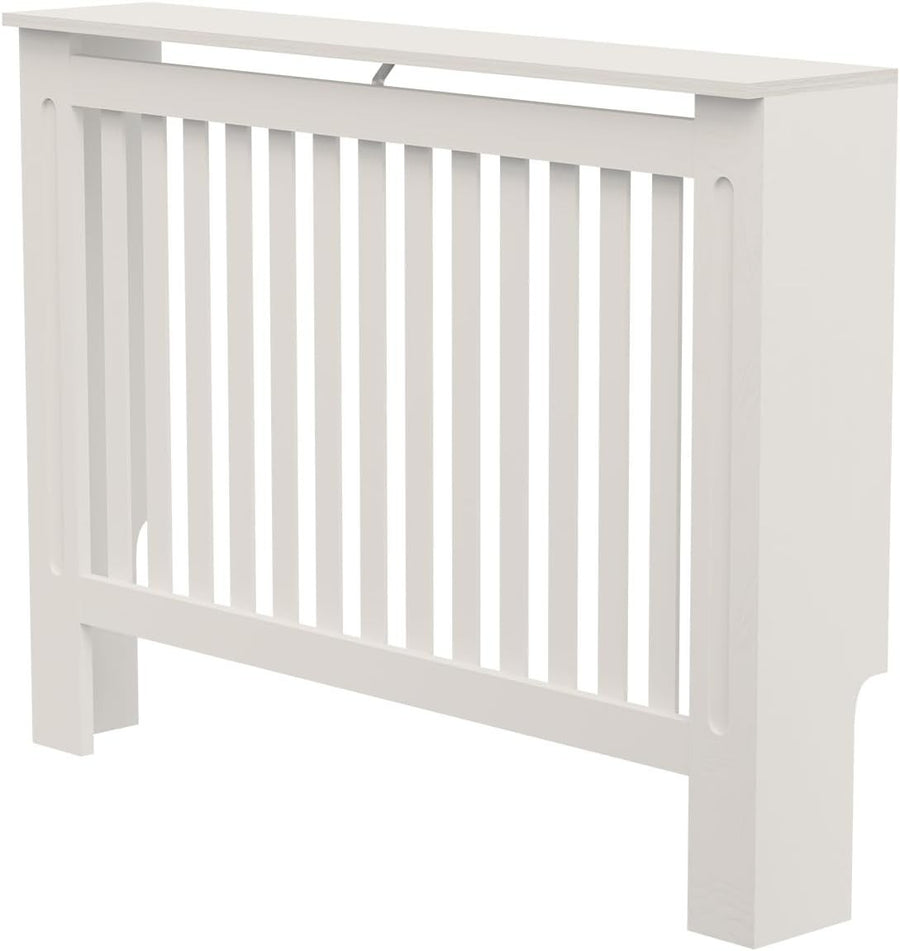 Medium Radiator Cover White Slat MDF Modern Heater Cabinet Shelf Space Saving