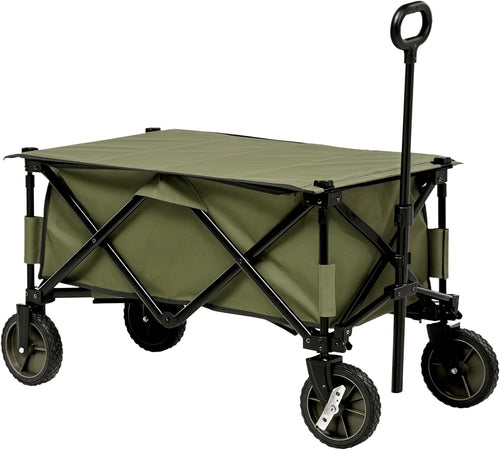 Folding Garden Trolley Cargo Wagon 100kg Outdoor Utility Cart on Wheels